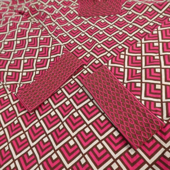 Vineyard Vines Peasant Top Womens XS Pink Geo Print Tunic Embroidered Mod 70s - Picture 9 of 15